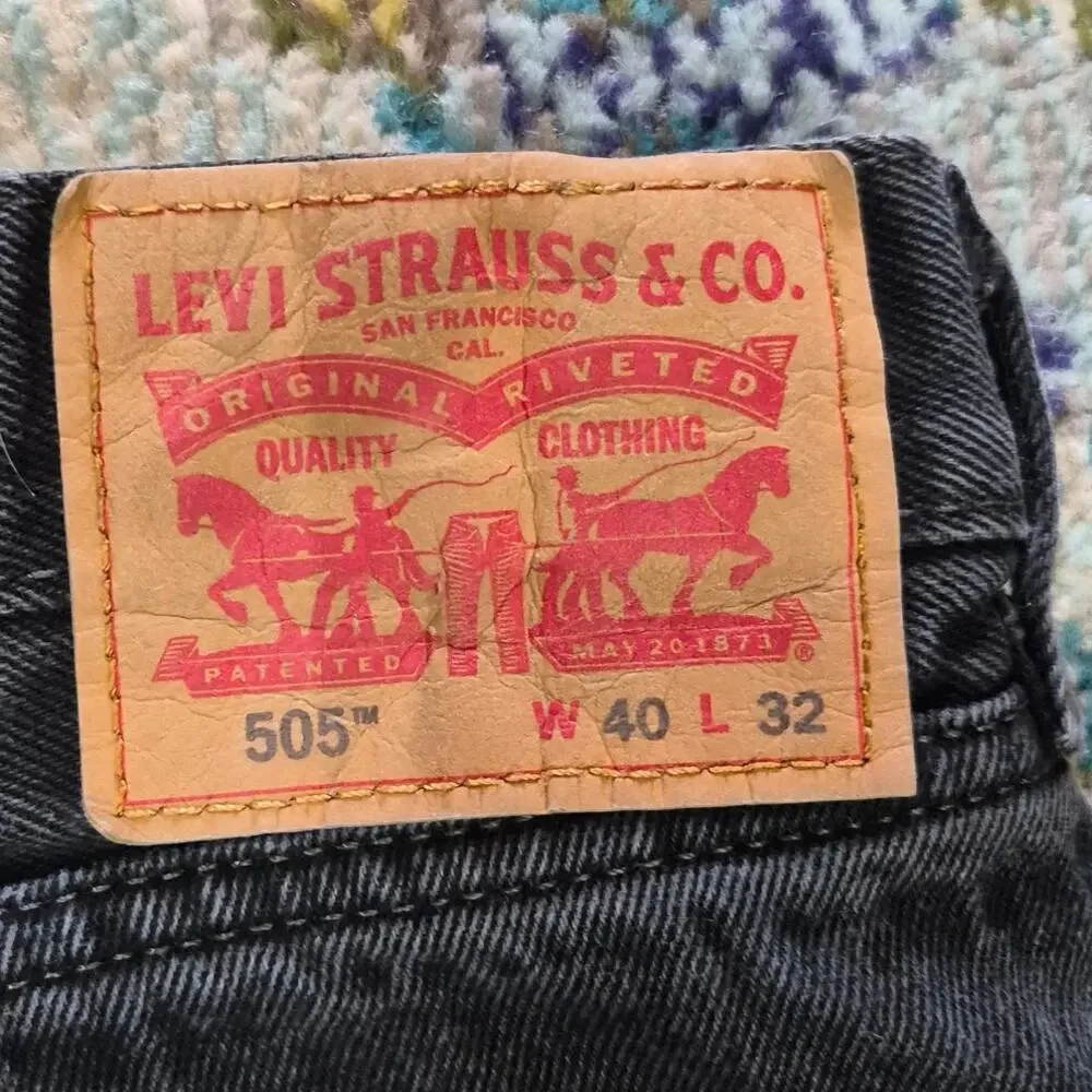 Levi's 505 straight-leg jeans classic blac red tab mens size 40 X 32